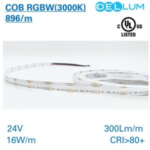 RGBW (3000K) LED Strip COB 896LED/m 5m 24V
