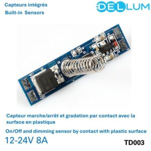 Built-in On/Off and dimming sensor by contact with plastic surface TD003
