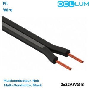 2x22AWG Wire Multi-Conductor, Black