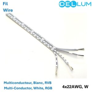 4x22AWG Wire Multi-Conductor, White (RGB)