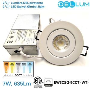 2 3/4" Swivel Gimbal light CCT selectable White EW3CSG-5CCT(WH) (7W)