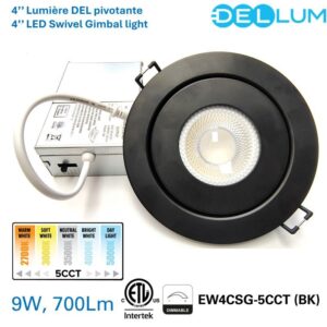 4" Swivel Gimbal light CCT selectable Black EW4CSG-5CCT(BK) (9W)