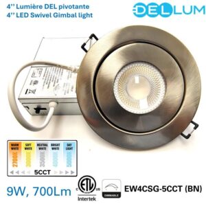 4" Swivel Gimbal light CCT selectable Nickel EW4CSG-5CCT(BN) (9W)