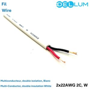 2x22AWG Wire Multi-Conductor, Double insulation, White